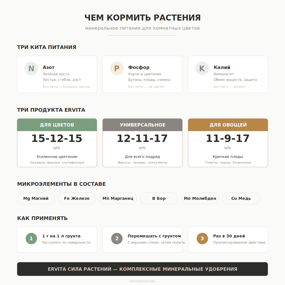 Твой фикус тебя ненавидит: почему комнатные цветы дохнут без удобрений 3 NPK питание растений — инфографика