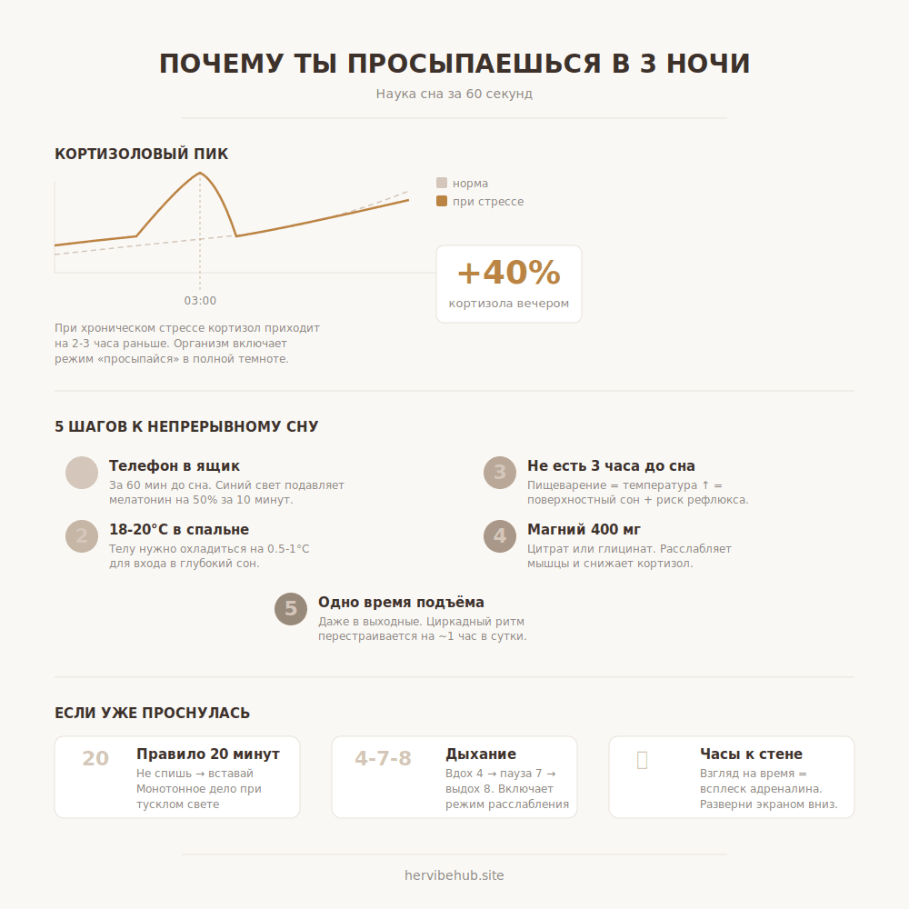 Просыпаешься в 3 часа ночи? Вот почему и 5 шагов чтобы это прекратить 3 Инфографика: почему просыпаешься в 3 ночи и 5 шагов к здоровому сну